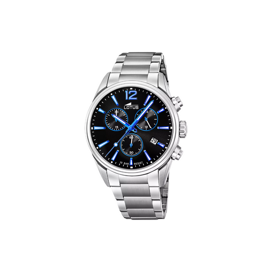 Reloj Hombre Acero Negro Azul 18690/6