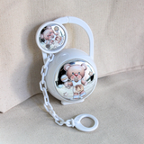 Set Pinza y Porta Chupete Osito Sonajero