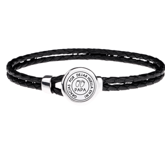 Pulsera Plata " Papá Dejas Huella en Mi"