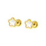 Pendientes Oro Amarillo Flor Nácar