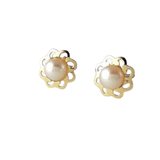 Pendientes Oro Amarillo Perla Flor