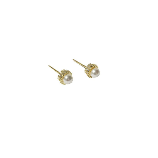 Pendientes Plata Chapada Perlas Flor