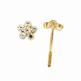 Pendientes Oro Amarillo Flor con Circonitas