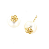 Pendientes Oro Amarillo Flor Perla
