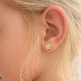 Pendientes Oro Amarillo Flor Nácar