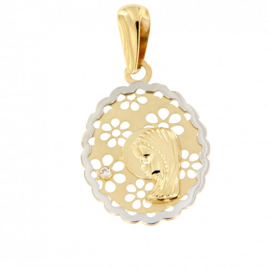 Medalla Oro Amarillo Oval Virgen Niña