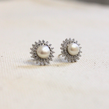 Pendientes Plata Roseta Perla