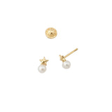 Pendiente Oro Amarillo Perla y Estrella
