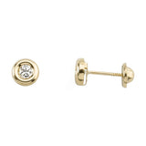 Shiny Yellow Gold Earrings with Zirconia
