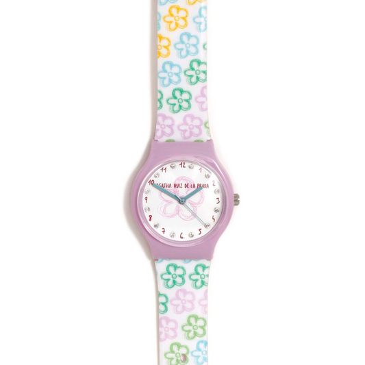 Reloj Agatha Ruiz de la Prada Flores Garabato Azul Verde Amarillo Lila