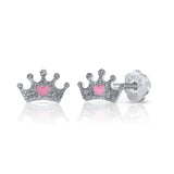 Silver Glitter Crown Earrings