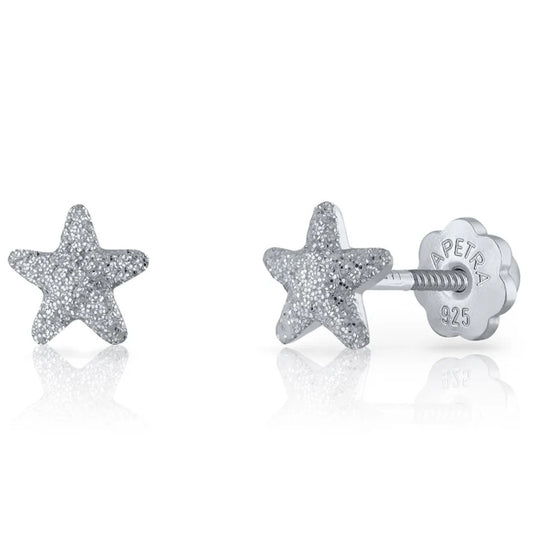 Pendientes Plata Estrella Purpurina Plateada