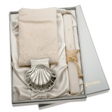 Baptism set includes angel cloth candle and shell 219_GA1141CES