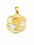 Medalla Oro Amarillo Virgen Niña Nácar