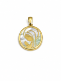 Medalla Oro Amarillo Virgen Niña Nácar