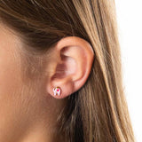 Pendientes Plata Elefante Rosa con Corona