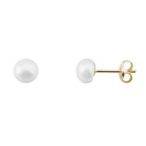 Yellow Gold River Pearl Earrings 5 mm