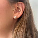 Pendientes Oro Amarillo Flor Perla