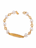 Pulsera Oro Amarillo Flor Perlas Esclava