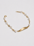 Pulsera Oro Amarillo Bebé Flor Perlas