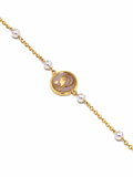 Pulsera Oro Amarillo Perlas Medalla Nácar