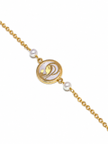 Pulsera Oro Amarillo Perlas Medalla Nácar