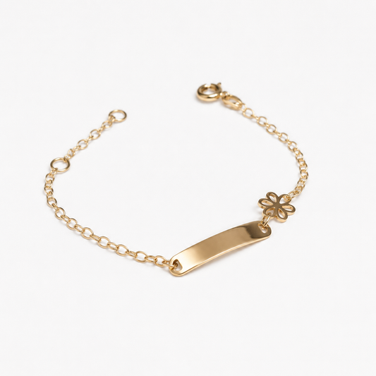 Pulsera Oro Amarillo Esclava Bebé Flor