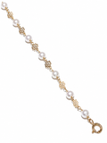 Pulsera Oro Amarillo Bebé Flor Perlas