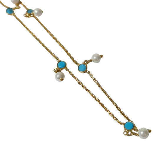Gargantilla Plata Perlas y Turquesas