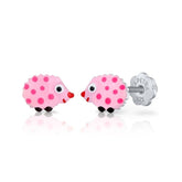 Purple Hedgehog Silver Earrings