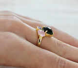 Anillo Plata Cuarzo y Olivina