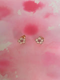 Pendientes Plata Chapada Flor Blanca