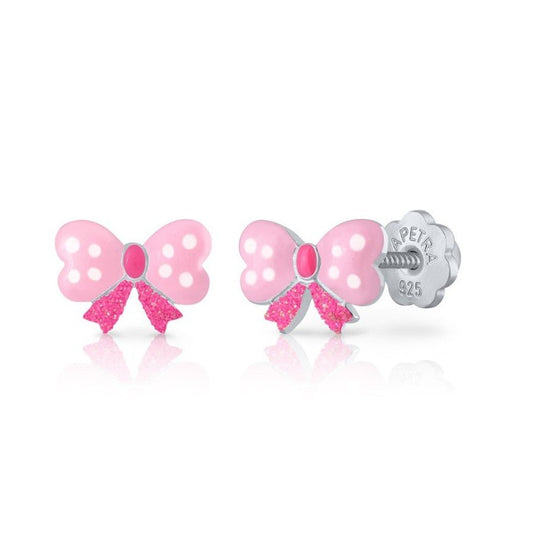 Pendientes Plata Lazo Rosa