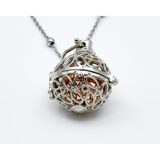 Llamador de Ángeles Ondas en Acero con Bola Rosé – Colgante Protector y Regalo Especial