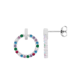 Pendientes Plata Multicolor Colgante Lotus Silver