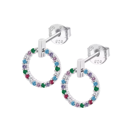 Pendientes Plata Multicolor Colgante Lotus Silver