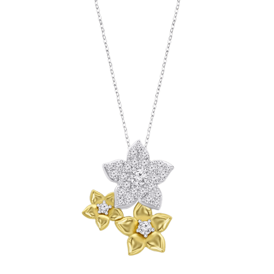 Collar Plata Chapada Flores Lotus Silver Trendy
