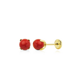 Yellow Gold Coral Earrings