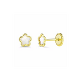 Pendiente Oro Amarillo Flor Nácar Mini