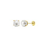 Pendientes Oro Amarillo Perla Cuatro Garras