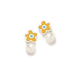 Pendientes Plata Agatha Ruiz de la Prada Perla con Flor Naranja