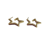 Pendientes Plata Estrella Fucsia