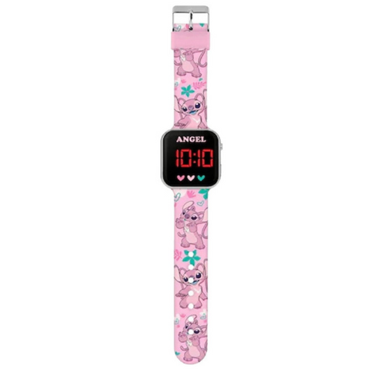 Reloj Digital STITCH & ANGEL LED Disney Rosa LAS4087