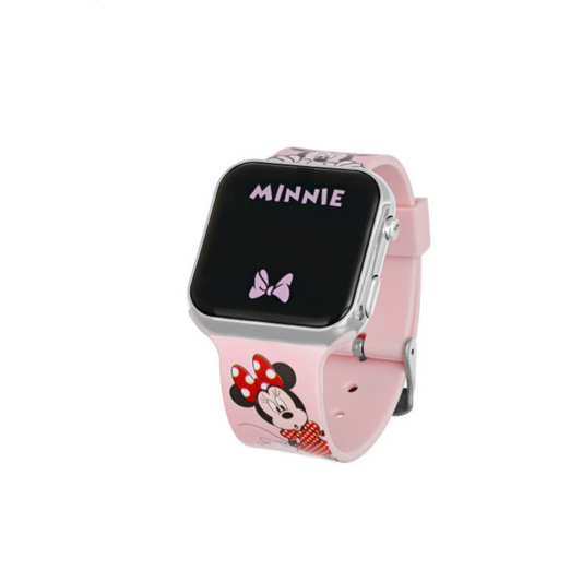 Reloj Digital Minnie Mouse Led Disney Rosa