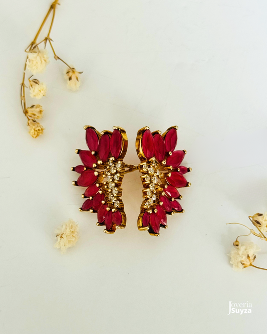 Silver Earring Rosette Garnets