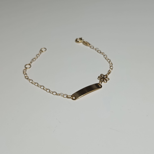 Pulsera Oro Amarillo Esclava Bebé Flor