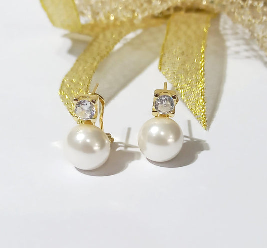 Pendientes Plata Chapada Perlas