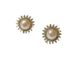 Silver Rosette Pearl Earring