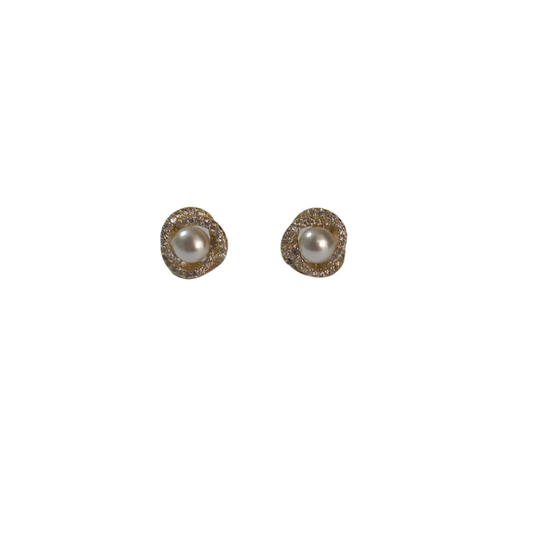 Silver Rosette Pearl Earring