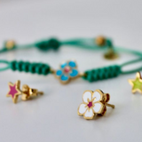 Pendientes Plata Chapada Estrella Fucsia